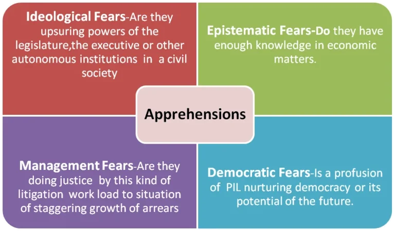Chart showing apprehensions of judicial activism: Ideological, Epistematic, Management, and Democratic fears